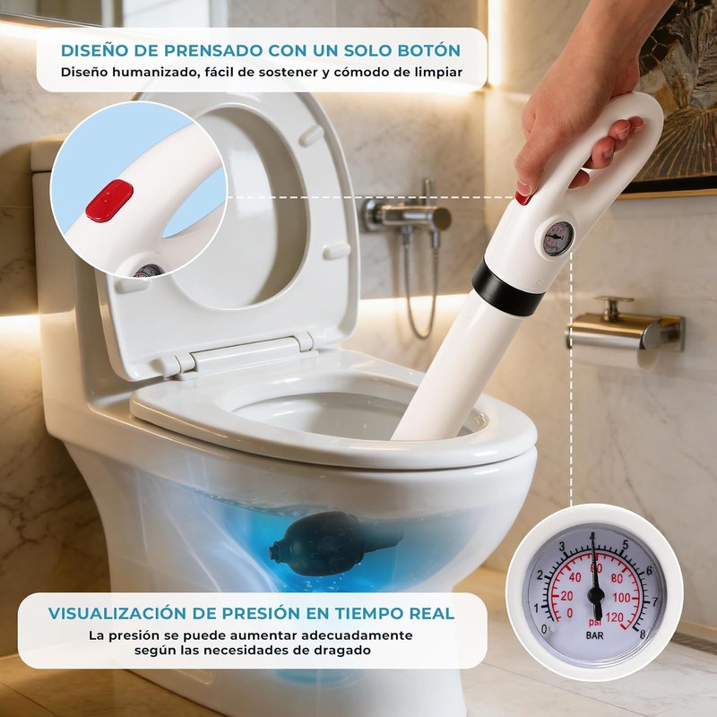 ASVEL Desatascos de Inodoro Kit 6 In 1,Destapador de Inodoros