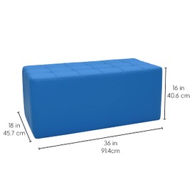 Factory Direct Partners Tufted Rectangle Accent Ottoman Bench; Beautifully Upholstered Furniture for Modern Home, Office, Library or Waiting Area; Seating, Footstool, Table Use - French Blue, 14046-FB