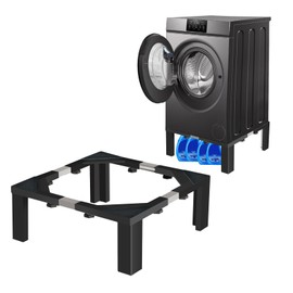 Zsytbyyds 1200LB Heavy-Duty Stainless Steel Laundry Pedestal | Universal Riser for Front Load Washer & Dryer | Anti-Vibration Design, Tool-Free Install(Black)