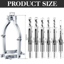 Gisafai 6 Pc Square Hole Drill Bit Set for Wood Mortising Attachment Drill Press Hollow Chisel Mortise Drill Tool (1/4, 5/16, 3/8, 1/2, 9/16, 5/8'')