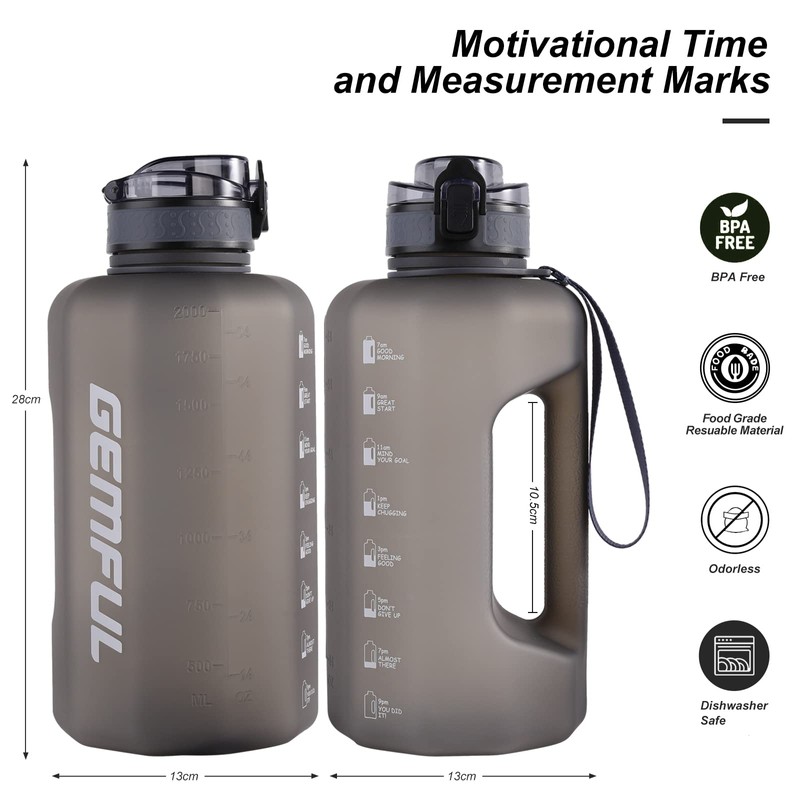 GEMFUL Large Water Bottle with Handle 74oz BPA Free for
