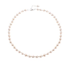Silverly Women's .925 Sterling Silver 6-7mm Freshwater Cultured Pearl Bead Necklace, 40-43.5 cm