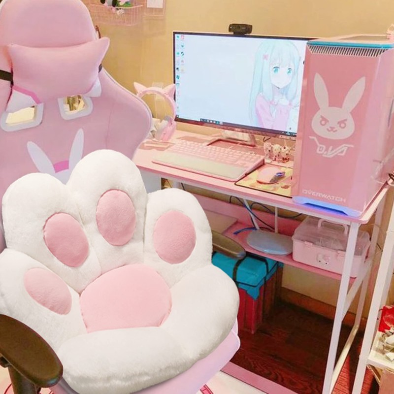 ELFJOY Comfy Chair Cushion Plush Cat Paw Cushion Kawaii Home