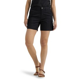 Lee Women's Ultra Lux Comfort with Flex-to-Go Cargo Short, Union-All Black, 4