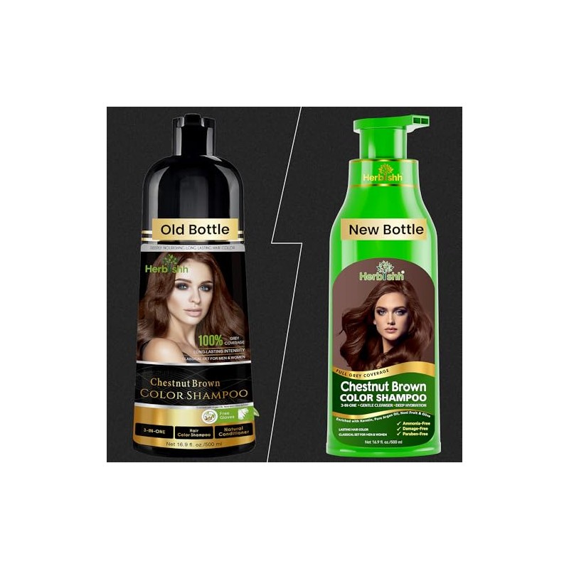 Herbishh - Champú colorante para cabello gris, champú con tinte