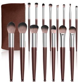 Brochas de Maquillaje con Estuche 15 Piezas, Set de Brochas para Maquillaje Profesional, Cepillos Suaves y Duraderos, Juego de Brochas Sintético Premium Sombra de Ojos en Polvo para Base de Maquillaje
