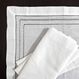 Lauusiusi Cloth Napkins Set of 4 Ramie - Triple Hemstitch Handcrafted Reusable Washable, Ideal for Wedding Christmas Holiday New Year Events Dinner Party Everyday Use Table 20" x 20" White