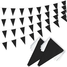 100 Feet Black Pennant Banner Flags, 60 Pcs DIY Flag for Birthday, Party, Shops, Outdoor and Indoor Decorations, Festival Celebration (Black)