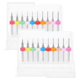 HARFINGTON 2 Set (20pcs) PCB Drill Bit Set 1/8" Shank 0.1mm-1mm Tungsten Carbide Micro Twist Drill Bits Tools for Print Circuit Board Jewelry Plastic Wood Soft Metal