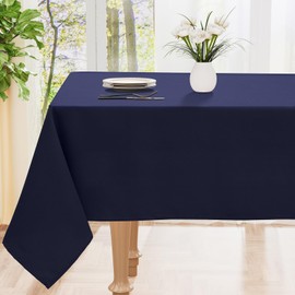 smiry Table Cloth Wipe Clean Rectangular 140x200 cm, Wipeable Water Resistant Polyester Tablecloth, Washable Fabric 6 to 8 Seater Dining Table Cover for Kitchen Indoor Outdoor, Dark Blue