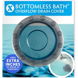 SlipX Solutions Bottomless Bath Overflow Drain Cover for Tub, Adds Inches of Water to Bathtub for a Warmer Deeper Bath, Spa Accessories, Drain Block, Water Stopper Plug (4 inch Inner Diameter, Gray)