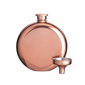 BarCraft BCMINIHIPCOP Luxury Stainless Steel Mini Hip Flask with Decanting Funnel, 140 ml (5 fl oz) -Copper Effect, 8.7 x 2.5 x 10 cm