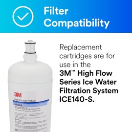 3M Water Filtration Replacement Cartridge for Commercial Ice Maker Machines HF40-S for High Flow Series ICE140-S, Reduces Bacteria, Sediment, Chlorine Taste and Odor, Cysts, Inhibits Scale