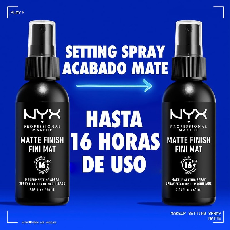 Nyx Professional Makeup, Dúo Spray Fijador De Maquillaje, Acabado Mate
