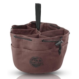 Graintex 18 Pockets Grab Bag Rip-stop Canvas Drawstring Closure, Small Part Organizer Pouch, Small Tools, Screws, Parts, Parachute Tool Bag for Efficient Storage - Coffee Brown