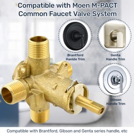 2510 Shower Valve Replacement for Moen Posi Temp Valve, 4-Port 1/2 Inch Universal Connection, Brass Construction, 1222 Shower Cartridge Included
