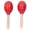 2 Pcs Maracas Red Carved Wooden Sand Ball Percussion Instrument