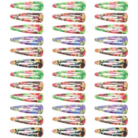 Zac's Alter Ego Set of 36 Assorted Colour 5cm Bright Floral Print Sleepy Clips/Snap Hair Clips