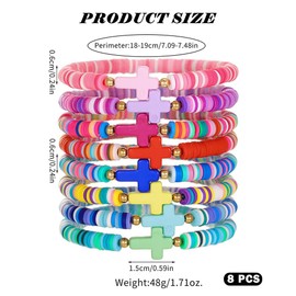 TOFBS Bracelet for Women Colourful Inspired Friendship Bracelets Bohemian Stretch Bracelets Summer Beach Tone Beads Bangle Set Jewellery Gift, Plastic