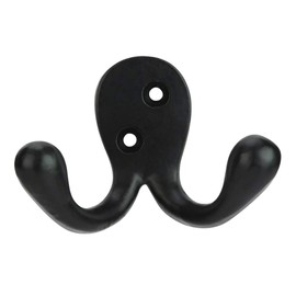 Set of 4 Double Coat Hooks, Heavy Duty Wall Mounted 2 Inches, Oil Rubbed Bronze Finish, Utility Iron Decorative Hooks with Easy Installation Hardware