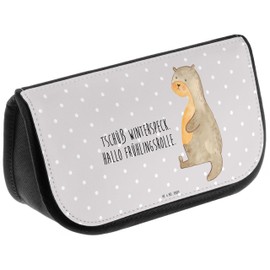 Parent-New Mr. & Mrs. Panda Cosmetic Bag Otter Belly, gray, Hand drawn