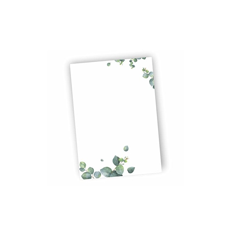 Notepads, DIN A6, eucalyptus motif, 25 sheets per pad (10)