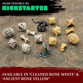 DND Dice Set - Set of 7 Polyhedral Skull & Bone RPG Dice - D20, D12,%D10, D10, D8, D6 & D4 Sided. Cool & Unique Gift for Dungeons & Dragons, Warhammer, D&D, Pathfinder, D and D. (Cleaned Bone White)