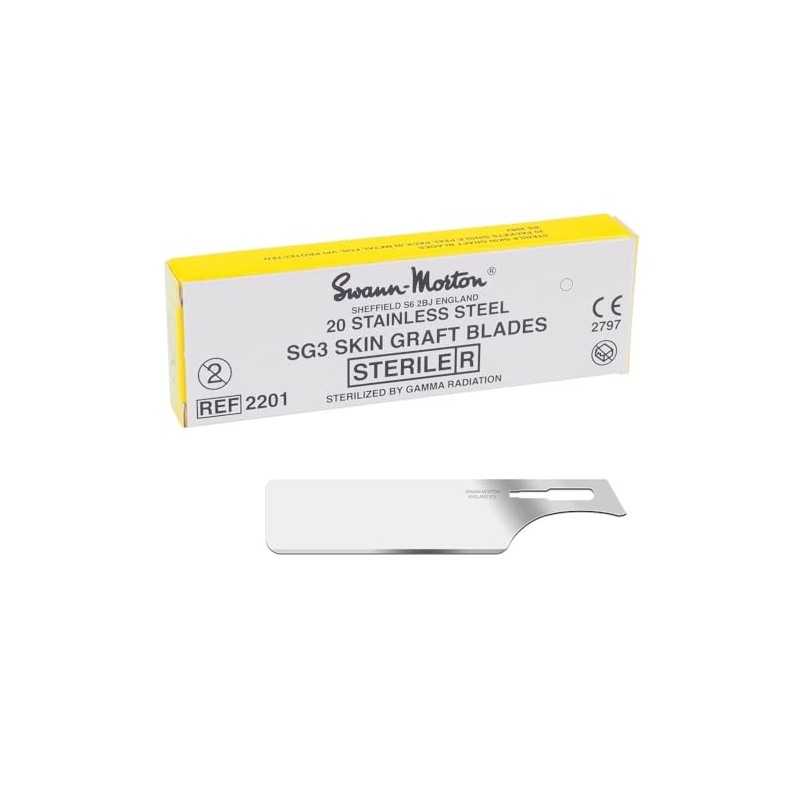Swann-Morton 2201 Stainless Steel Minor Skin Transplant Blade, Sterile, Size