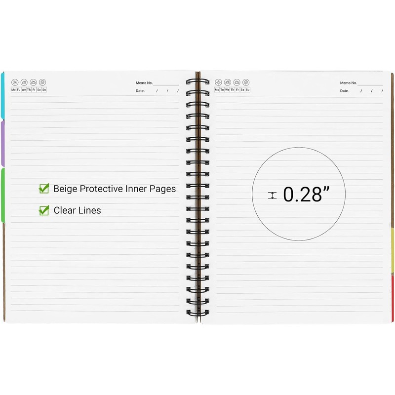Yarotm A4 Notebook with Dividers - Spiral Bound Notepad A4
