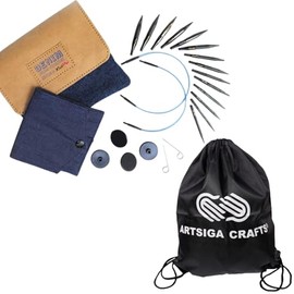 KnitPro Indigo Wood 2 inch Mini Interchangeable Needles Set with Project Bag