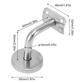 Tissting 6 Piezas Plano Soportes de Pasamanos 60 x 60 mm Soporte de Barandilla de Escalera de Acero Inoxidable 304, Soporte de Barandilla Fuerte para Escaleras, Pasillos, Oficinas, Salas de Estar