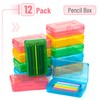 Mr. Pen- Clear Pencil Boxes, 12 Pack, Colorful, Snap-Tight Lid,