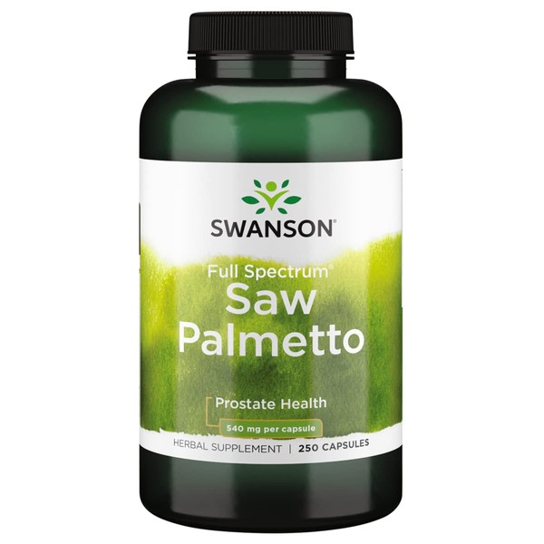 Swanson Saw Palmetto Herbal Supplement for Men Prostate Health Hair Supplement Urinary Health 540 mg 250 Capsules