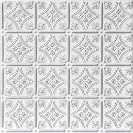A La Maison Ceilings R125 Emma's Flowers Glue-up Styrofoam Ceiling Tile (21.6 sq. ft./Case), Pack of 8, Silver Trimmed
