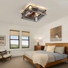 Square Cage Ceiling Fan with Light and Remote Control, 18