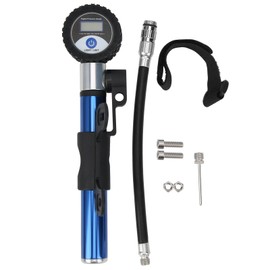 LCD Digital Display Bicycle Air Pump Portable Aluminium Alloy Manual Riding EquipmentBlue