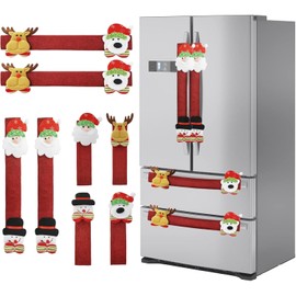 8 Piezas Fundas para Manijas de Refrigerador de Navidad, Cubiertas de Manija de Puerta Refrigerador Navidad, Decoración Navideña para refrigerador, para Nevera, Horno, Microondas (8)