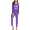 EISHOPEER Womens Pajama Set Long Sleeve Sleepwear Closed Eyes Print