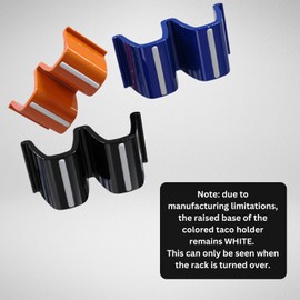 DishSaver Taco Holder Ceramic, Dual Taco Stand for Dinner Plate - Compact Taco Rack 2-Slot for Hard Shell Tacos, Tuesday Taco Server Mini Taco Holder, Taco Heater for Microwave Oven - Set of 4, Blue