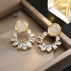 KZX Pearl Zirconia Stud Earrings Multiple-pearls Earrings Hypoallergenic CZ Earrings