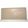 Coach CC816 Slim Trifold Wallet Sandy Beige Multi Color Pebbled