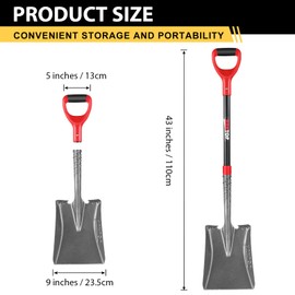 HANTOP Transfer Shovel - Heavy Duty Square Edging Shovel for Construction, Landscaping & Gardening, 43 inches