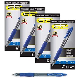 PILOT G2 Premium Refillable & Retractable Rolling Ball Gel Pens, Fine Point, Black Ink, (48-Pack, Blue)