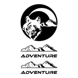 Gesar Wolf Mountains and 2 x Car Motorhome Stickers Suitable for Motorcycle Trunk - Wolf Head (Black)