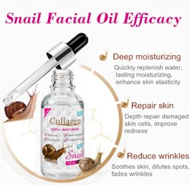 Gesichtsöl, Schnecke Facil Oil Gesichtsöl Serum Face Recovery Feuchtigkeitsspendend Anti Aging Hydrating Whitening Gesichtsöl Reiniger für Reife Haut, Hautpflegeöl für Trockene Haut Alternde Haut 30ML