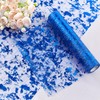 YATOJUZI Blue Table Runner, 33 Ft Metallic Foil Thin Mesh