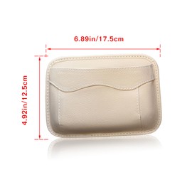 Couslcd Car Seat Side Storage Pocket, Small Organizer,PU Leather Multifunctional Console Side Organizer Bag for Phone, keys, sunglass,wallet,ect (Beige)