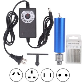 BORDSTRACT Electric Hand Drill Kit, 0.3-4mm Handheld Electric Mini Drill with 10Pcs HSS Drill Bits Multifunctional Mini Drill for Crafting Resin Jewellery Making, with Stepless Rate