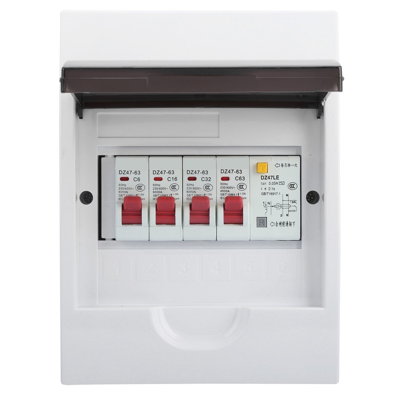 3 Way Fuse Box for 63A 30mA RCD+3MCB(6A+16A+32A) Power Supply