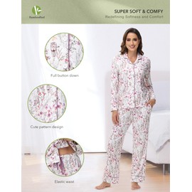 BambooBud Pajamas Set for Women Soft Long Sleeve Button Down Sleepwear Viscose from Bamboo Pjs S-XXL, Leopard, Small